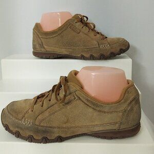 Skechers Womens Size 7 Suede Bikers Curbed 49336 Tan Casual Shoes Sneakers Lace